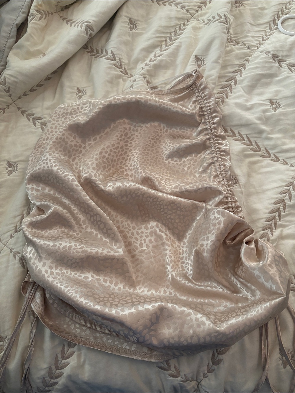 Satin Leopard Print Ruched Skirt